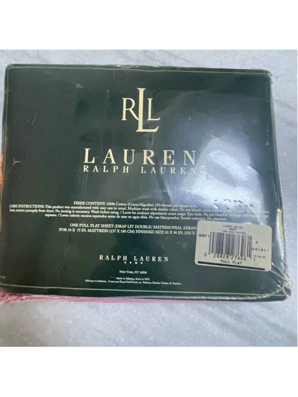 New Vintage Ralph Lauren HOME Pink Rose Full Flat Sheet 100% Cotton